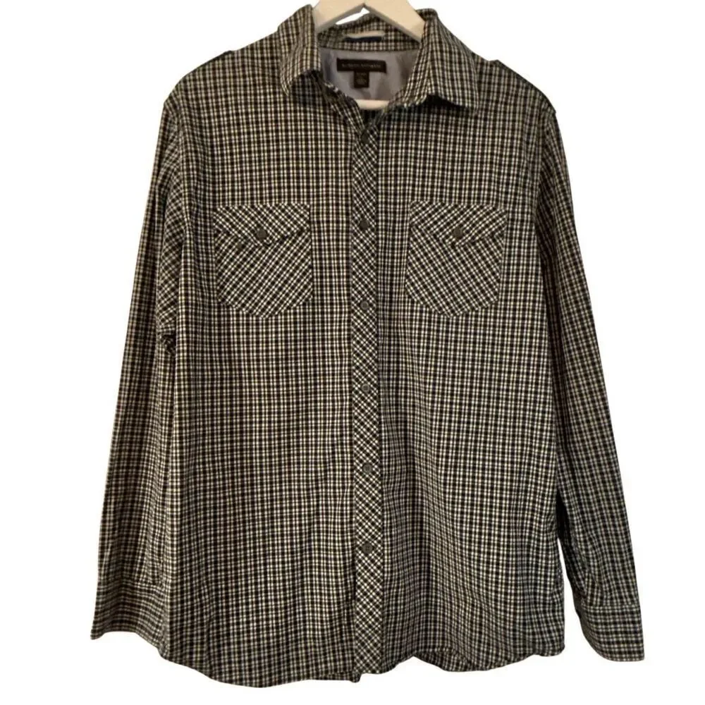 Banana Republic blue plaid western style button down large 16-16.5